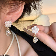 CEDH00642 HJF Flower Tear Drop Earrings - CEDH