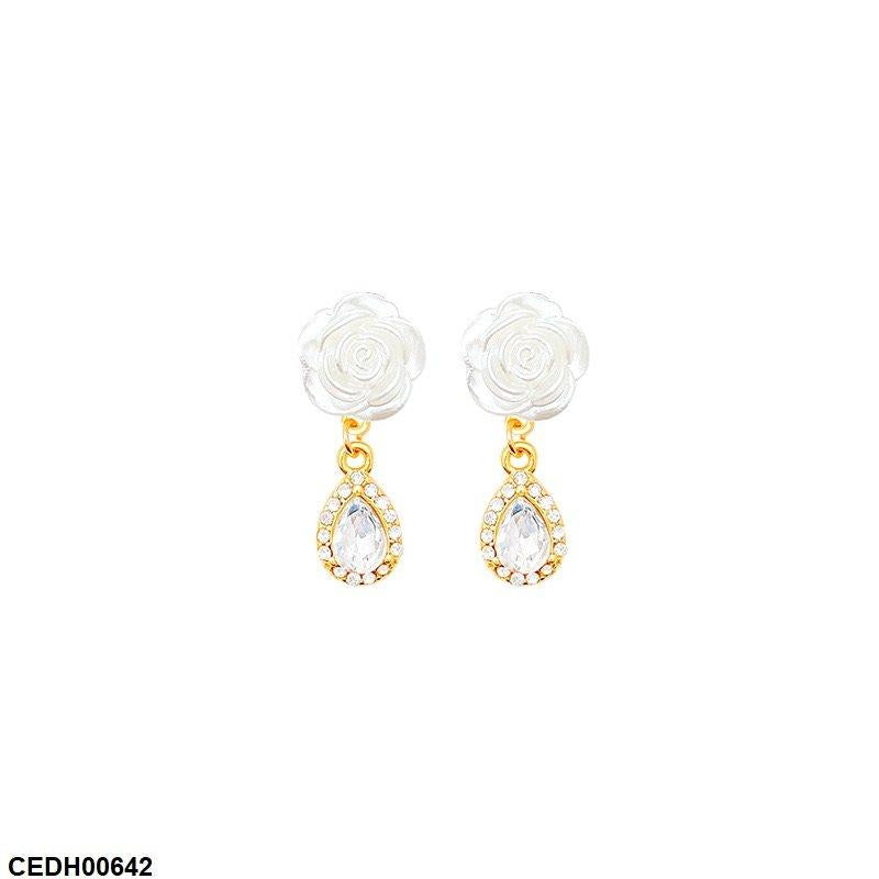 CEDH00642 HJF Flower Tear Drop Earrings - CEDH