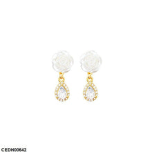 CEDH00642 HJF Flower Tear Drop Earrings - CEDH