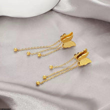 CEDH00667 DGF Double Butterfly Chain Drop Earrings - CEDH