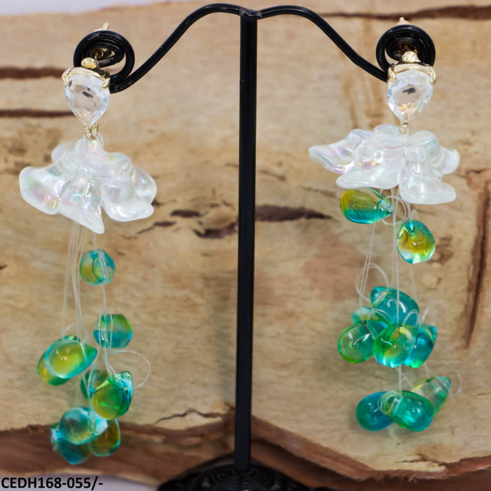 CEDH168 SYB Pear Flower Drop Earrings Pair - CEDH