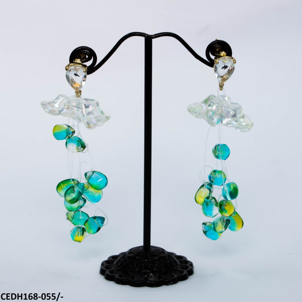 CEDH168 SYB Pear Flower Drop Earrings Pair - CEDH