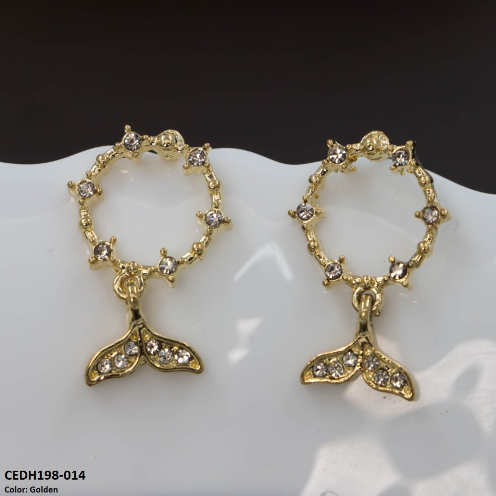 CEDH198 SIQ Round Tail Drop Earrings Pair - CEDH