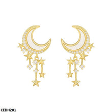 CEDH201 SIQ Moon Stars Drop Earrings Pair - CEDH