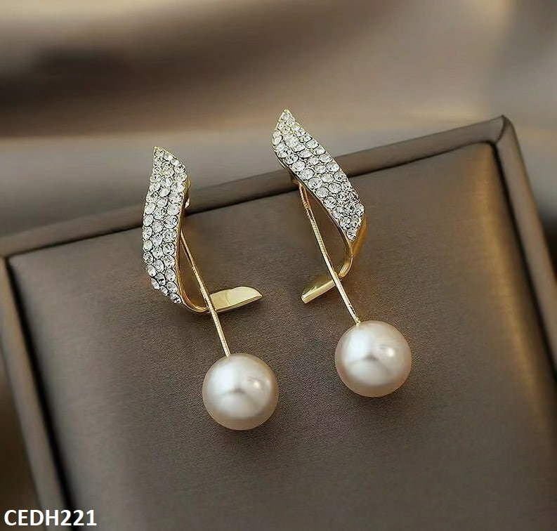 CEDH221 BTO Traditional Pearl Drop Earrings Pair - CEDH
