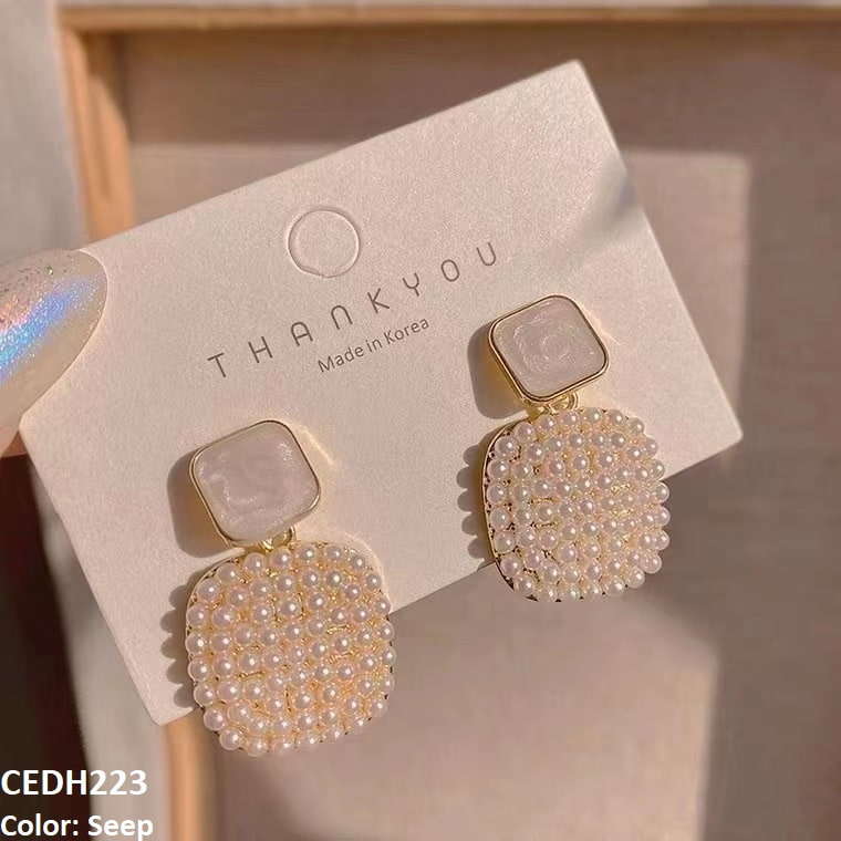 CEDH223 BTO Square Drop Earrings Pair - CEDH