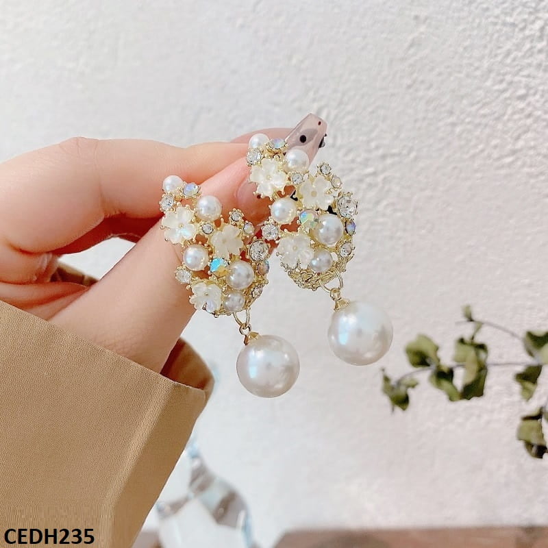 CEDH235 YHC Flower Tree Pear Drop Earrings Pair - CEDH