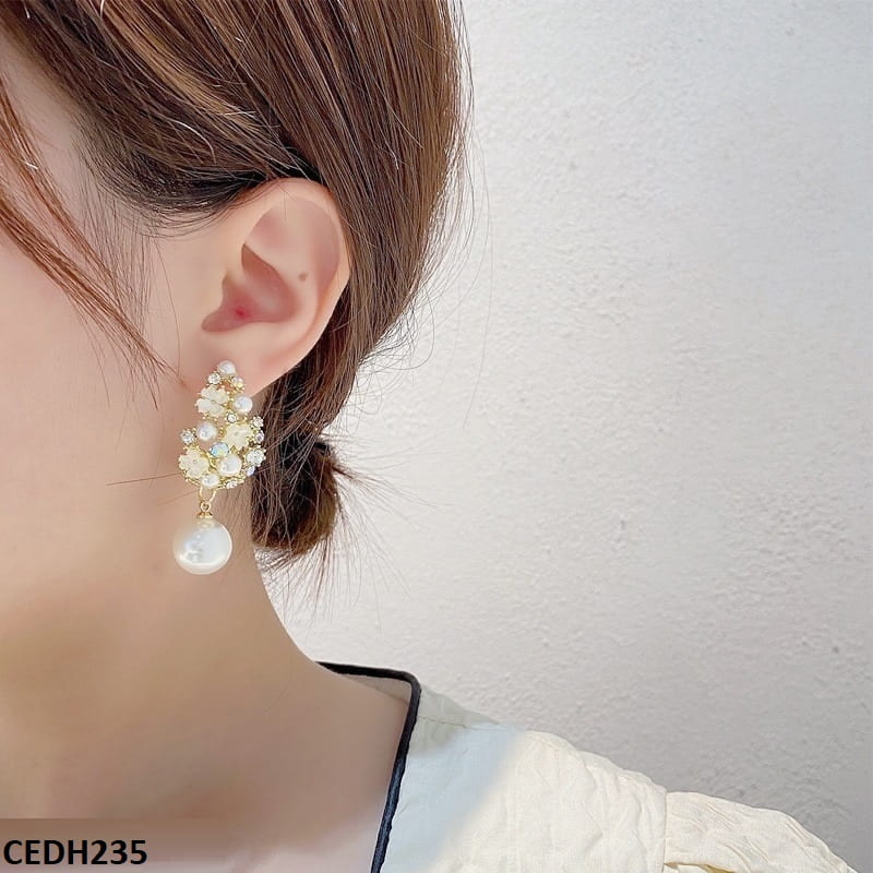 CEDH235 YHC Flower Tree Pear Drop Earrings Pair - CEDH