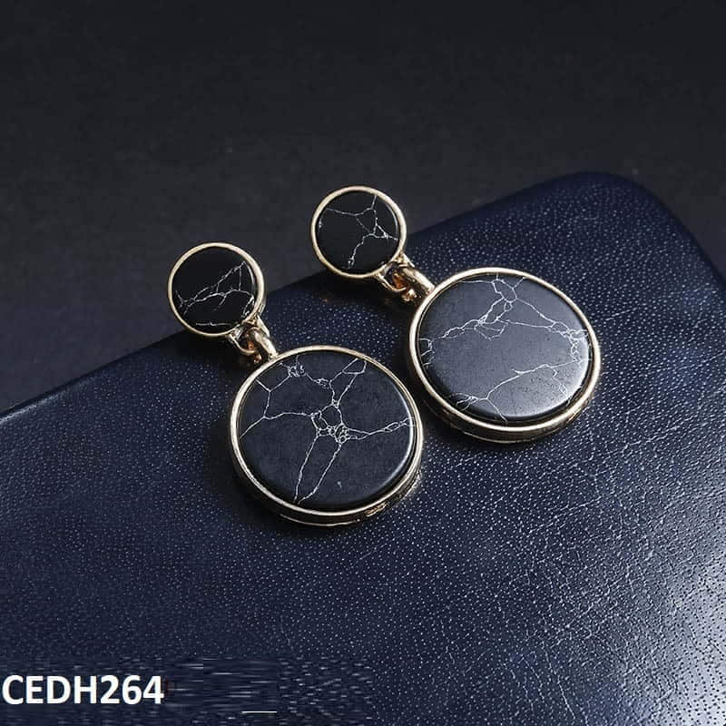 CEDH264 JMN Break  Round Drop Earrings Pair - CEDH
