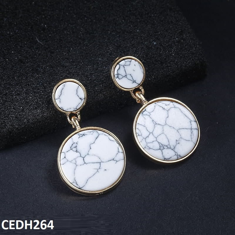 CEDH264 JMN Break  Round Drop Earrings Pair - CEDH