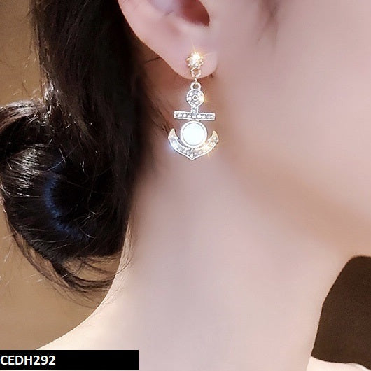CEDH292 XST Ship Anchor Tear Drop Earrings Pair - CEDH