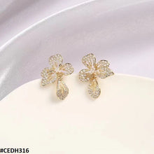 CEDH316 ZHL Flower Teardrop Earrings Pair - CEDH