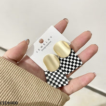 CEDH400 YHC Check Drop Earrings Pair - CEDH