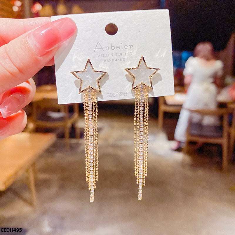 CEDH495 ZHL Star Chain  Drop Earrings - CEDH