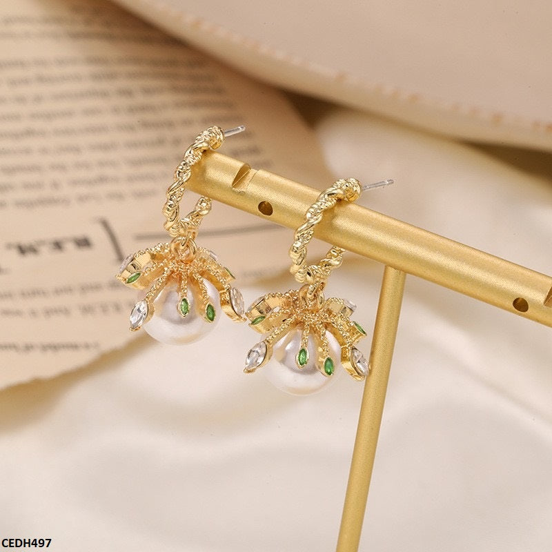 CEDH497 JMN Covered  Pearl  Drop Earrings - CEDH