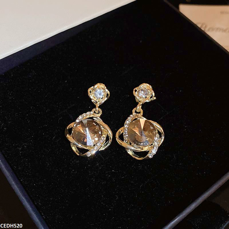 CEDH520 LSH Curved Layer Round Drop Earrings  - CEDH