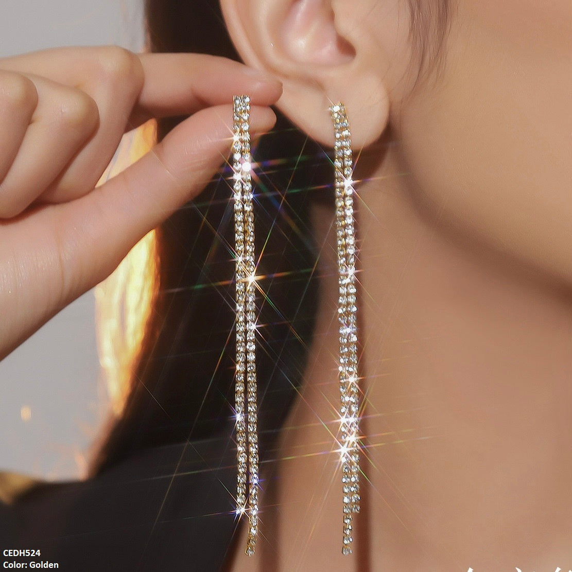 CEDH524 YJJ Square Tassels Drop Earrings  - CEDH