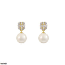 CEDH563 HJF Round Pearl Drop Earrings  - CEDH