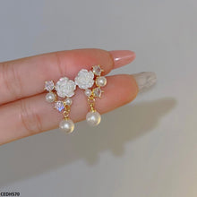CEDH570 HJF Flower Pearl Drop Earrings  - CEDH