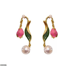 CEDH581 ZCD Flower/Pearl Drop Earrings  - CEDH
