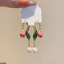 CEDH581 ZCD Flower/Pearl Drop Earrings  - CEDH