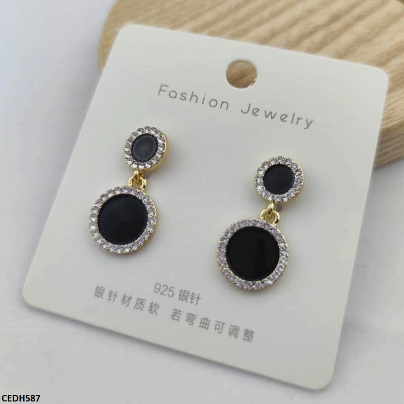 CEDH587 LSH Double Round Drop Earrings - CEDH