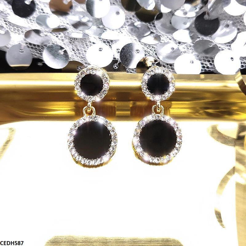 CEDH587 LSH Double Round Drop Earrings - CEDH