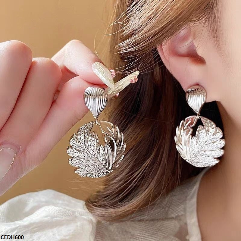 CEDH600 ZHL Round Leaf Drop Earrings - CEDH