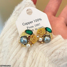 CETH01042 LSH Round/Oval Pearl Flower Tops Pair - CETH