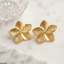 CETH01181 HLN Plumeria Floral Flower Stainless Steel Tops Pair - CETH