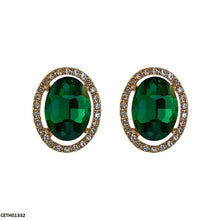 CETH01332 LSH Oval Green Stone Tops Pair - CETH