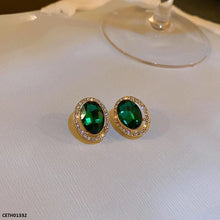 CETH01332 LSH Oval Green Stone Tops Pair - CETH