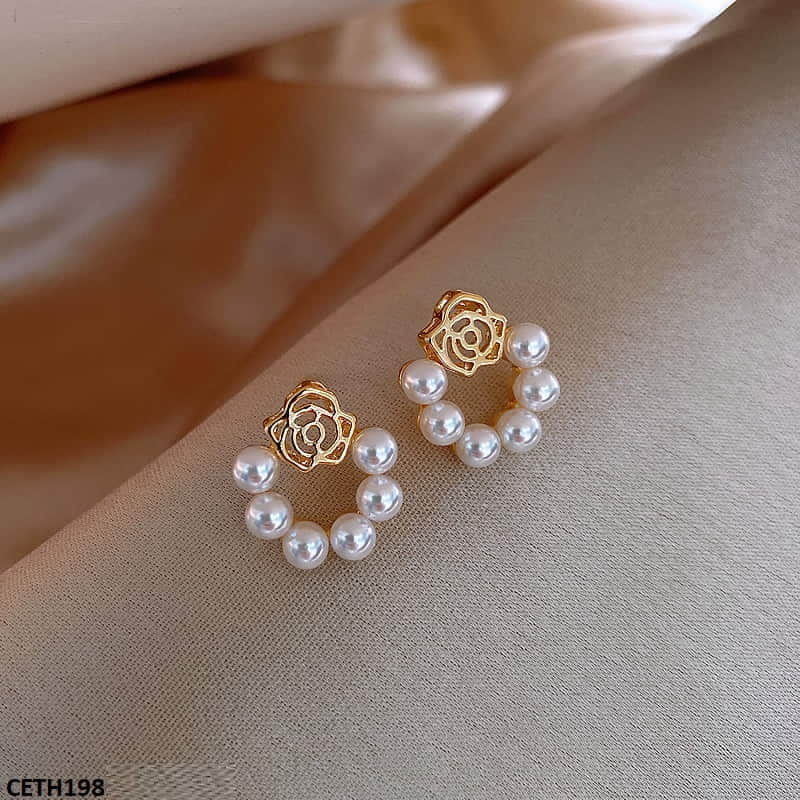 CETH198 SGC Rose Pearl Stud Tops Pair - CETH