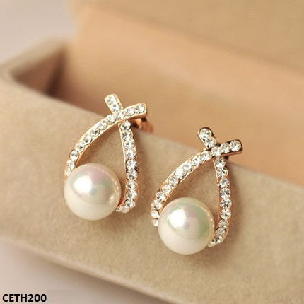 CETH200 SGC Cross Pearl Stud Tops Pair - CETH