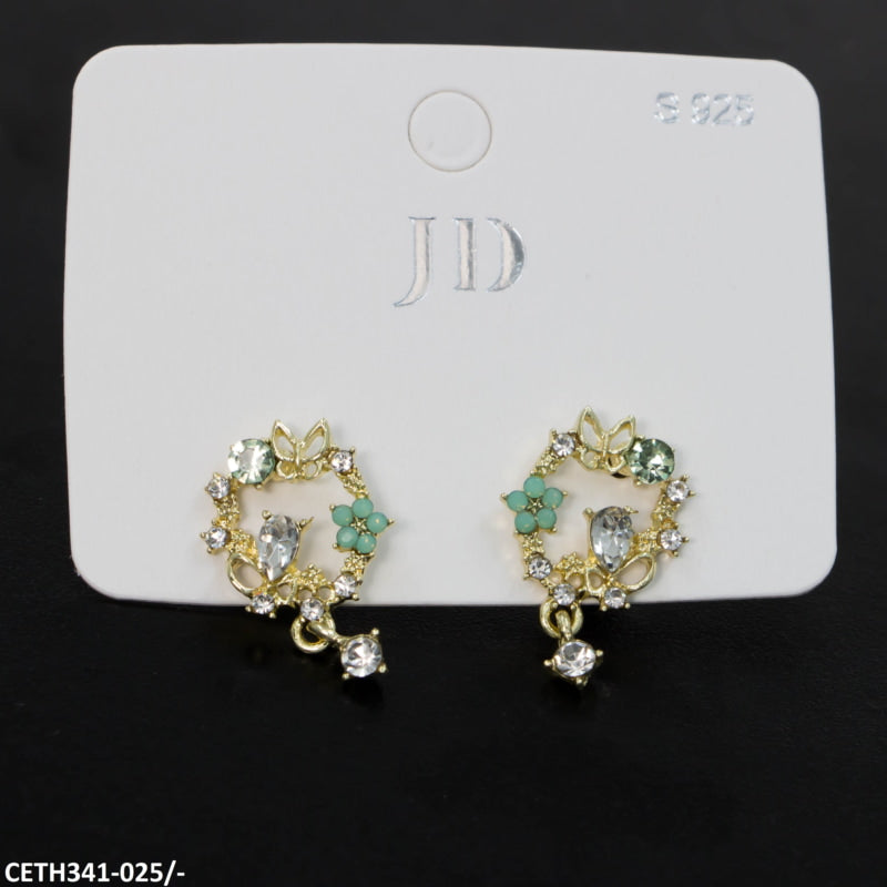 CETH341 SYB Sterling Butterfly And Flower Stud Tops Pair - CETH