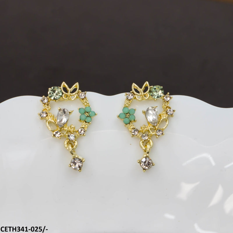CETH341 SYB Sterling Butterfly And Flower Stud Tops Pair - CETH