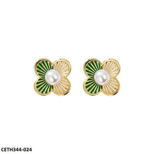 CETH344 SYB Painted Line Flower Stud Tops Pair - CETH