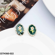 CETH360 AMY Oval Painted Flower Stud Tops Pair - CETH