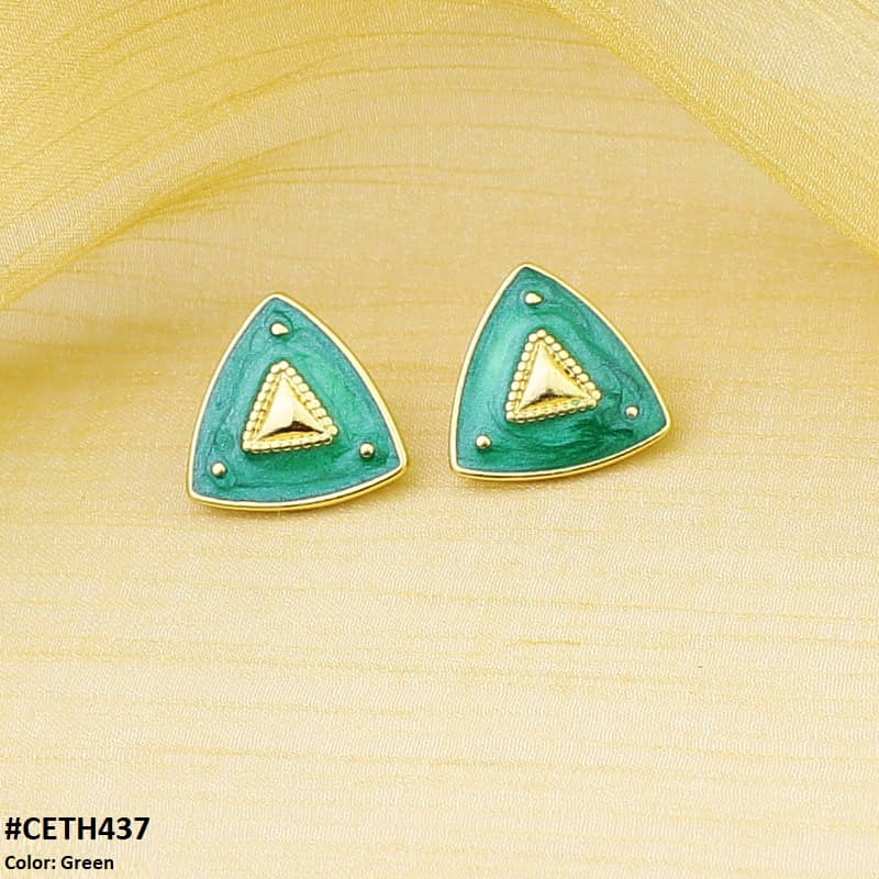 CETH437 YUL Painted Triangle Stud Tops Pair - CETH