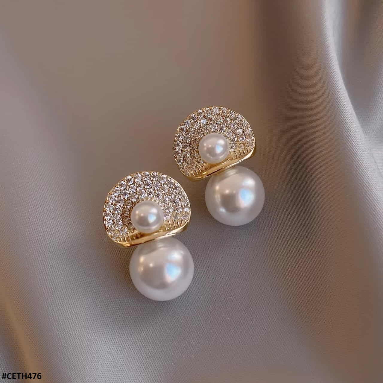 CETH476 SYB Umbrella Pearl Ear Tops Pair - CETH