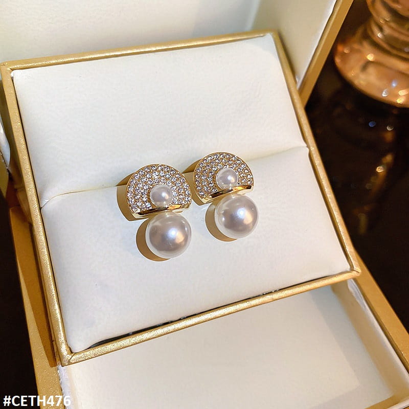 CETH476 SYB Umbrella Pearl Ear Tops Pair - CETH