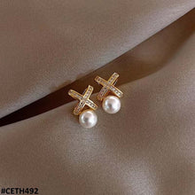 CETH492 BTO  Cross Pearl Stud Tops Pair - CETH