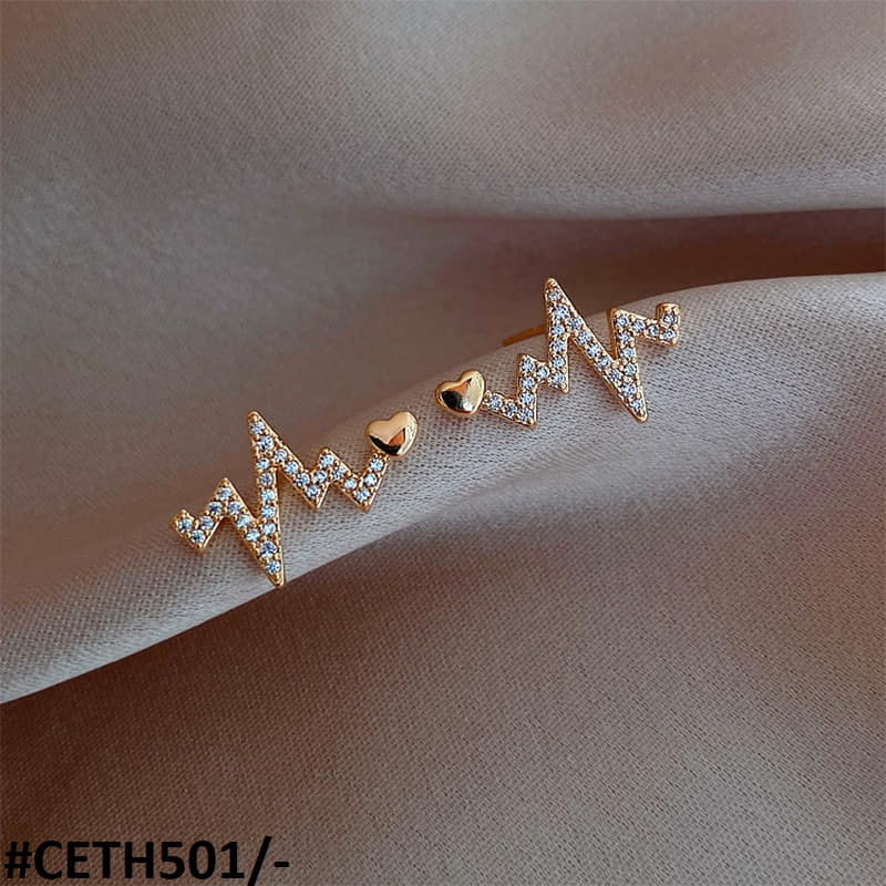CETH501 SIQ Zigzag Heart Stud Tops Pair - CETH