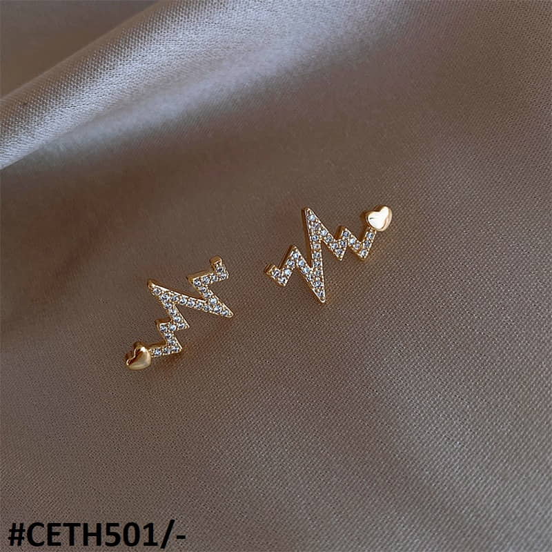 CETH501 SIQ Zigzag Heart Stud Tops Pair - CETH