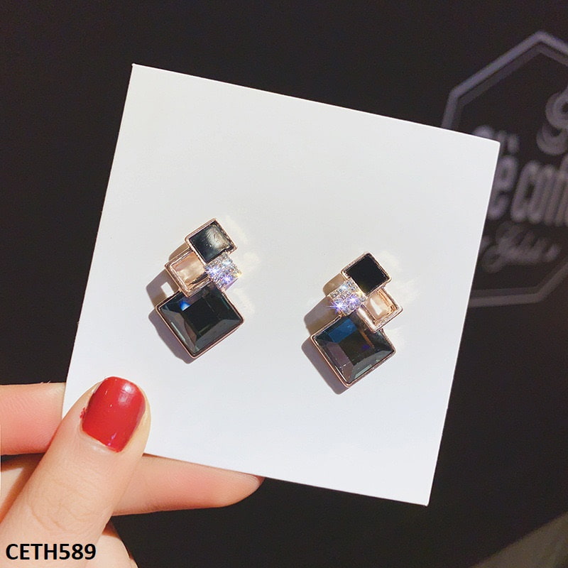 CETH589 YHC Step Rhombus Ear Tops Pair - CETH