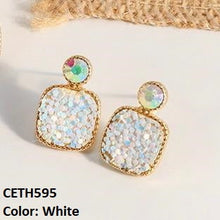 CETH595 YHC Crystals Square Ear Tops Pair - CETH