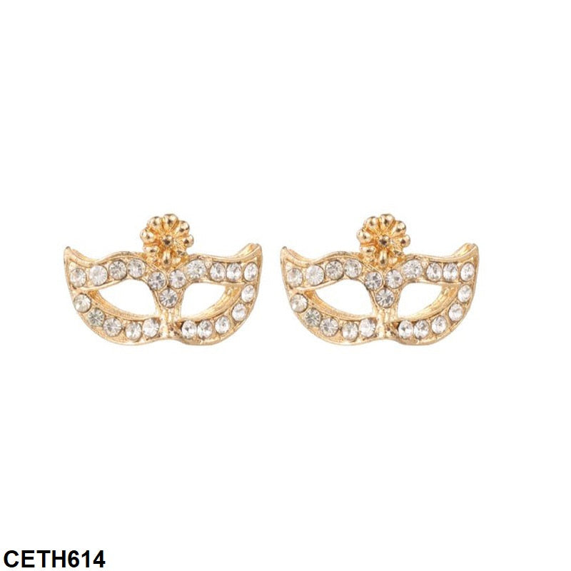 CETH614 Eye Mask Earring Tops Pair - CETH
