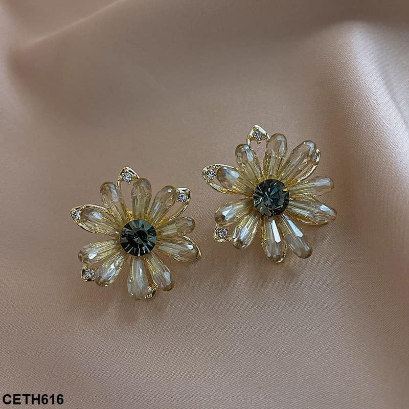 CETH616 YQG Flower Ear Tops Pair - CETH