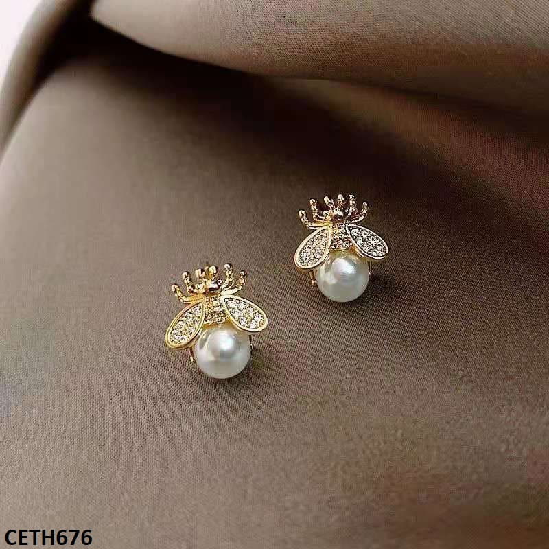 CETH676 LSH Pearl Butterfly Stud Tops Pair - CETH