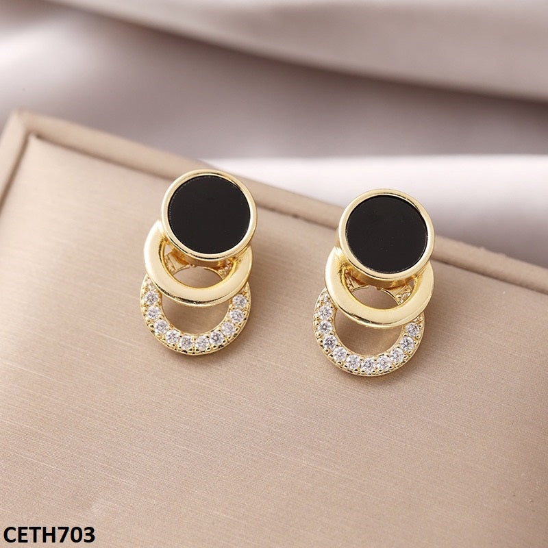CETH703 ZLX Black Layered Circle Tops Pair - CETH